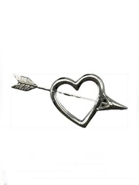 Monet Vintage Silver Tone Heart Arrow Cupid Brooch Pin Signed Love Jewelry